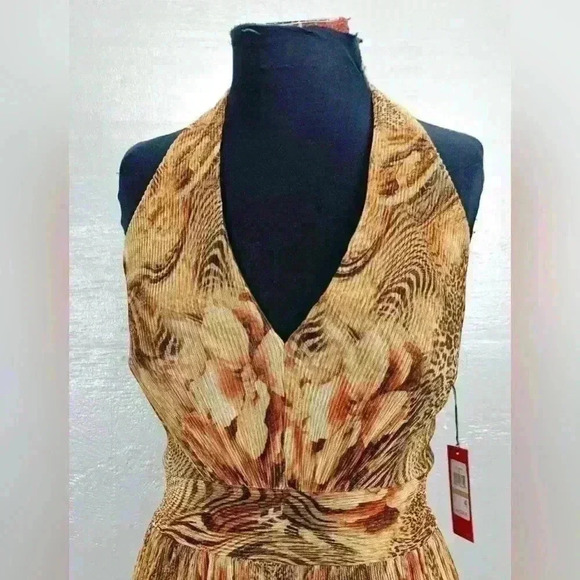 NWT Vince Camuto Size 12 Brown Halter Vacation/Date Night Dress W/23" Necklace - Picture 13 of 13